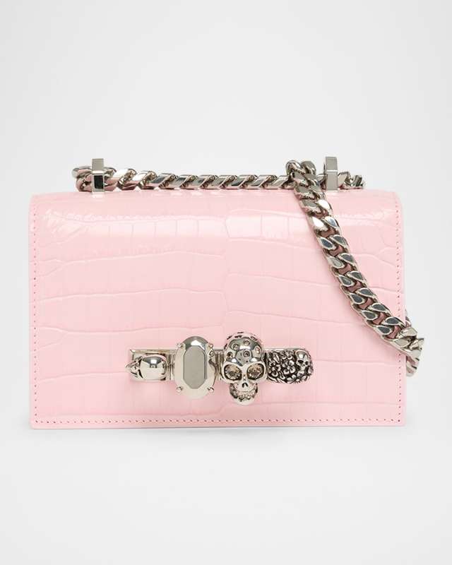 Jeweled Mini Mock-Croc Satchel Bag